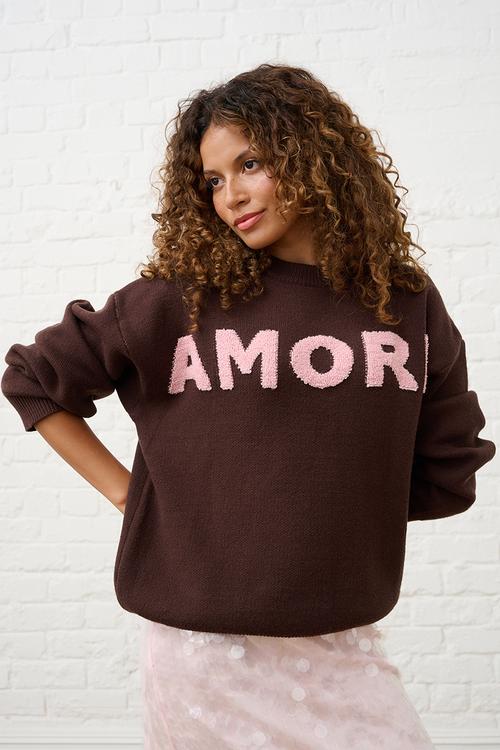 Essential Jumper in Textured Amore - Brown