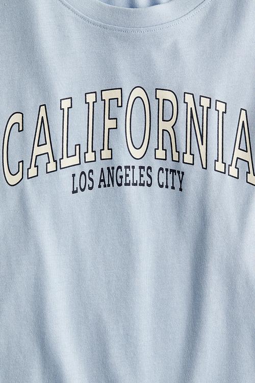 Print-motif cotton t-shirt - light blue/california