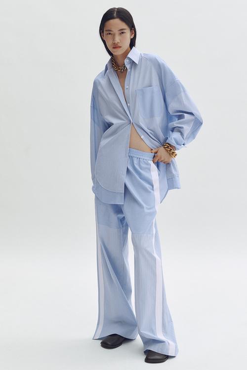Stella McCartney H&M: Panelled poplin trousers - blue/striped