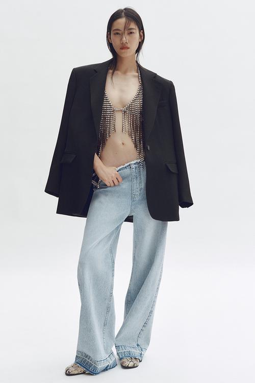 Stella McCartney H&M: Crystal-star straight-leg jeans - light denim