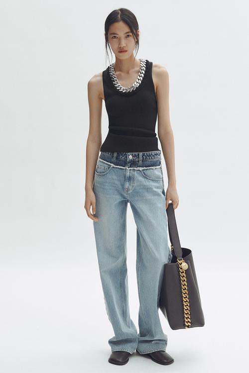 Stella McCartney H&M: Chain-detail ribbed vest top - black
