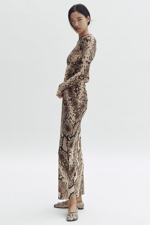 Stella McCartney H&M: Snakeskin-print mesh dress - beige