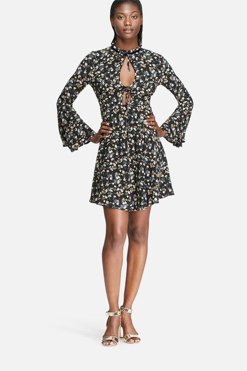 Vintage floral flare sleeve dress
