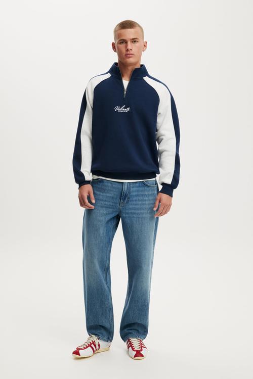 1 4 Zip Graphic Fleece - Indigo / Riviera Blue