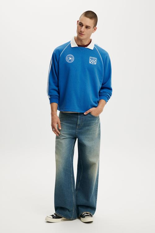 Raglan Polo Fleece - Leisure Society/Carolina Blue