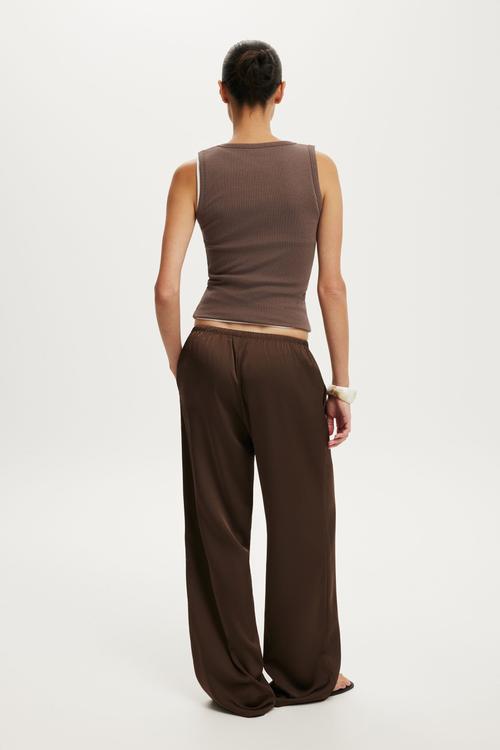 Dove Satin Pant - Dark Oak