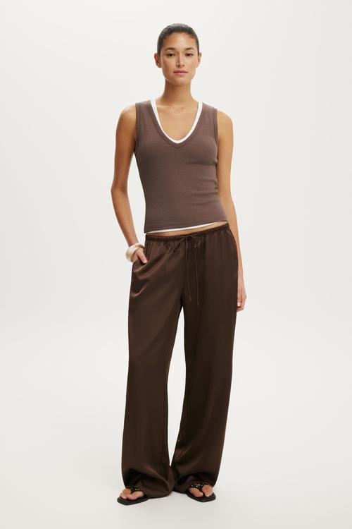 Dove Satin Pant - Dark Oak