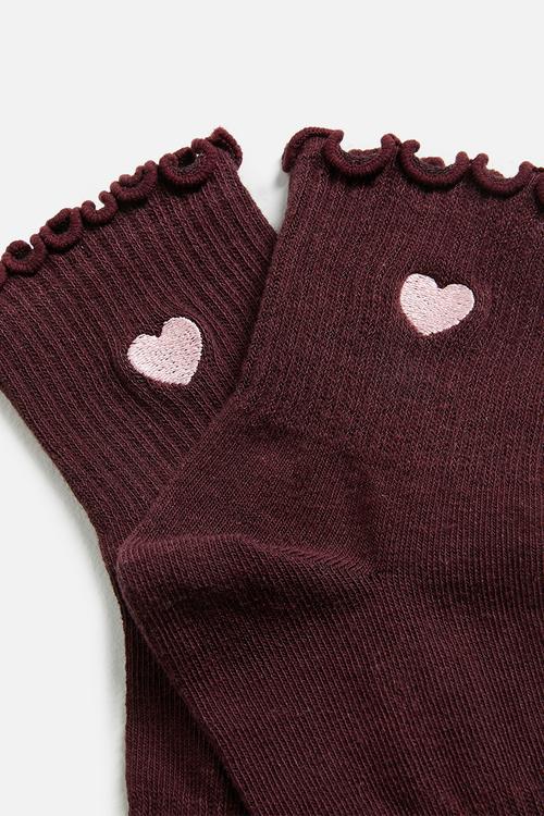 Single fashion frill sock - choc plum