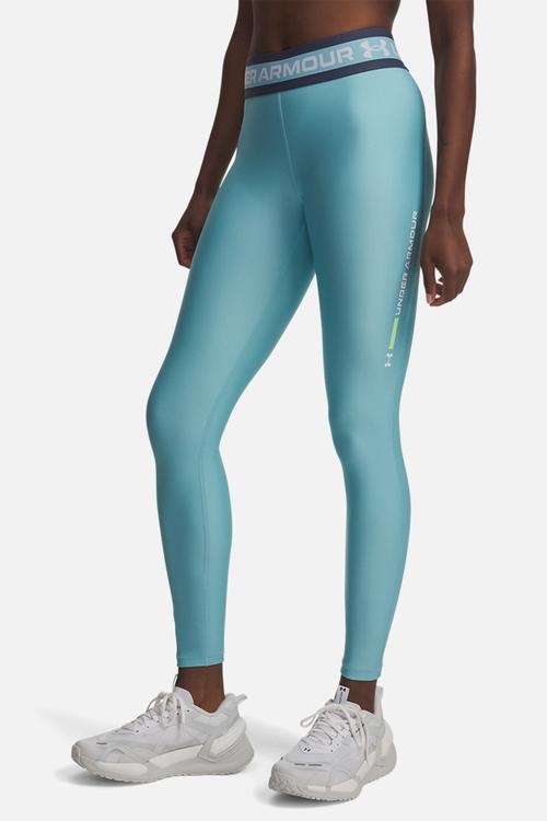 UA Tech Branded Legging - Blue Haze / Lumos Lime / White