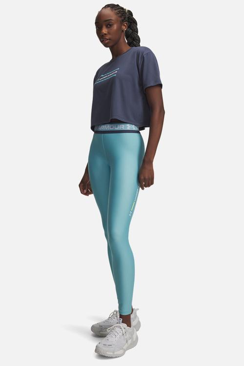 UA Tech Branded Legging - Blue Haze / Lumos Lime / White