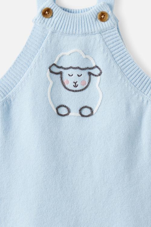 Organic Knit Dungaree - Blue Whispers/Sheep