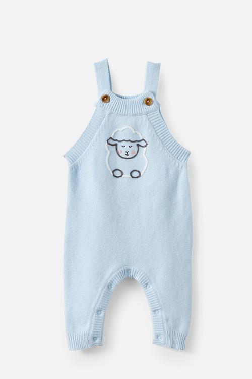 Organic Knit Dungaree - Blue Whispers/Sheep