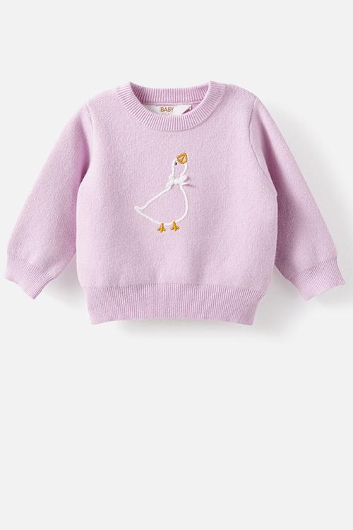 Organic Knit Sweater - Thistle/Goose