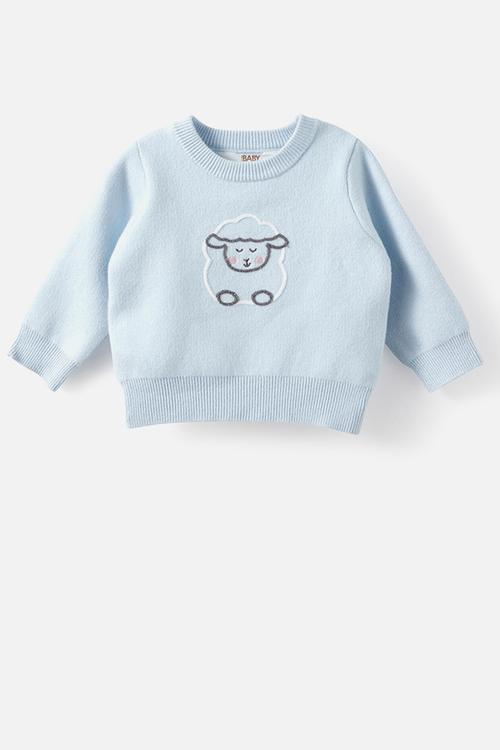 Organic Knit Sweater - Blue Whispers/Sheep