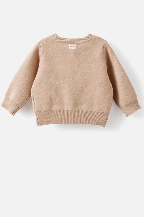 Organic Knit Sweater - Latte Cream/Cow