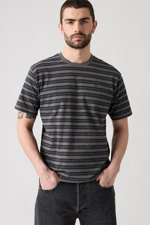 Red tab vintage tee - black & grey 