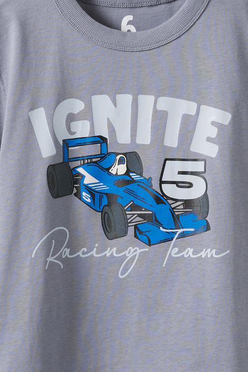 Jonny Short Sleeve Graphic Print Tee - Steel/Ignite