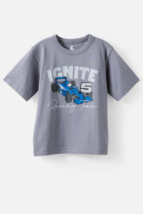 Jonny Short Sleeve Graphic Print Tee - Steel/Ignite