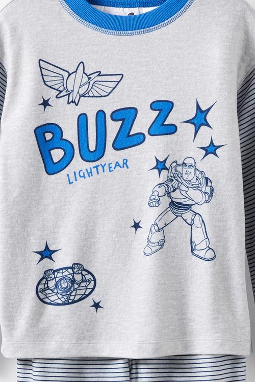 Snoozesoft Long Sleeve Pj Set License - Lcn Dis Grey Marle/Buzz Lightyear