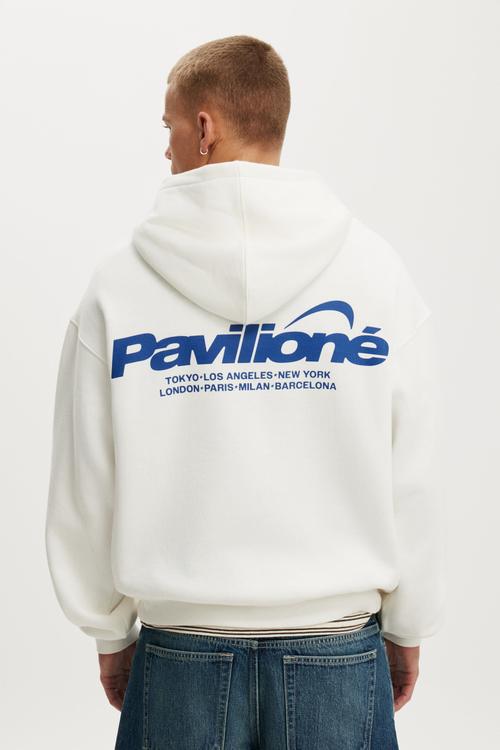 Box Fit Graphic Hoodie - Vintage White / Pavilione