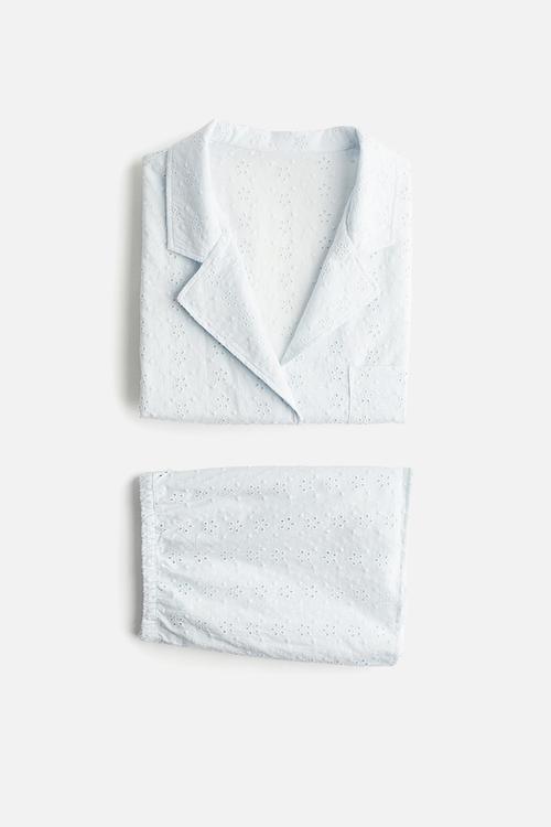 Broderie anglaise pyjamas - pale blue 