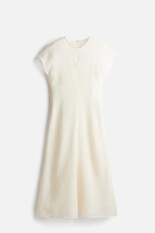 Linen-blend dress - cream