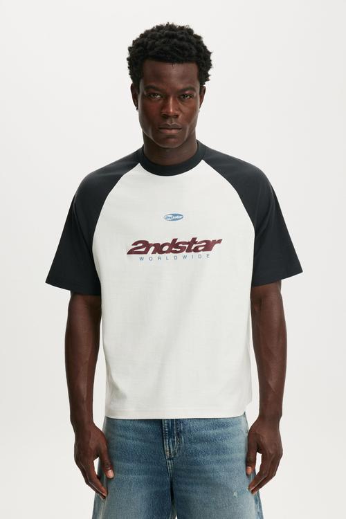 Cropped Fit Graphic T-Shirt - Creampuff / Midnight Blue / Worldwide