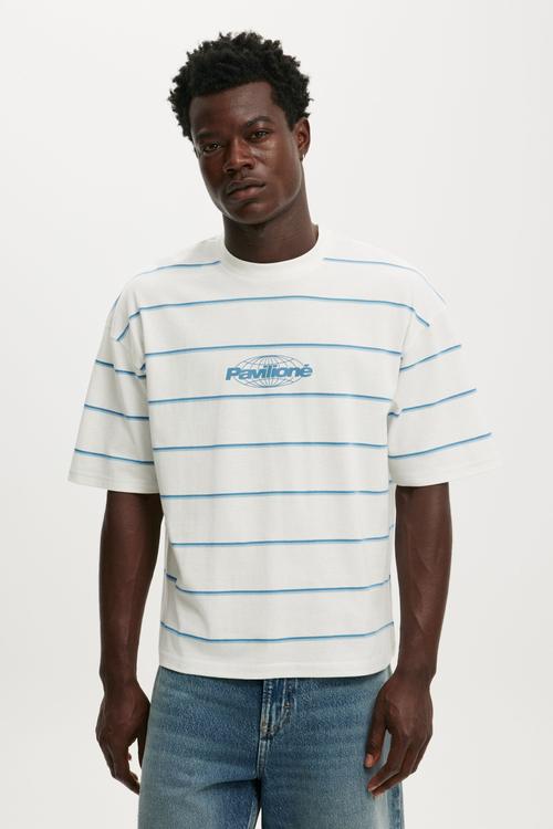 Cropped Fit Graphic T-Shirt - Vintage White/Striped Pavilione