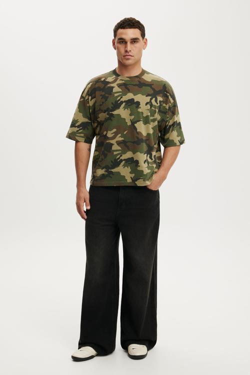 Cropped Fit T-Shirt - Camo Wash