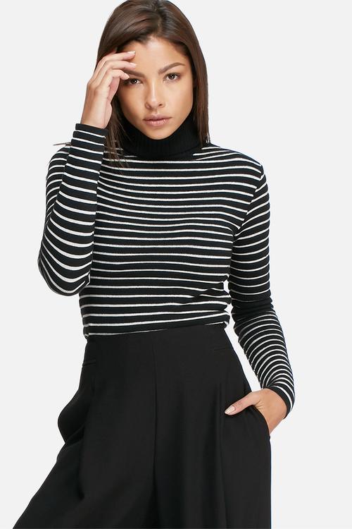 Burnout knit skinny poloneck