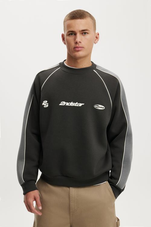 Box Fit Graphic Crew Sweater - Faded Slate/Slate Stone