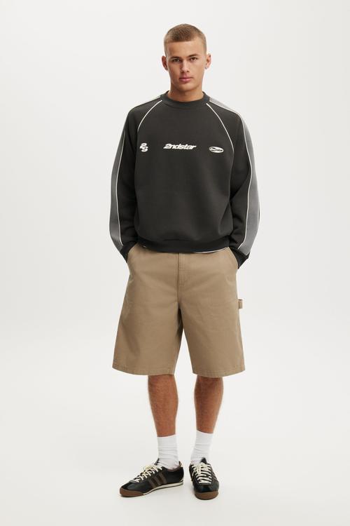 Box Fit Graphic Crew Sweater - Faded Slate/Slate Stone