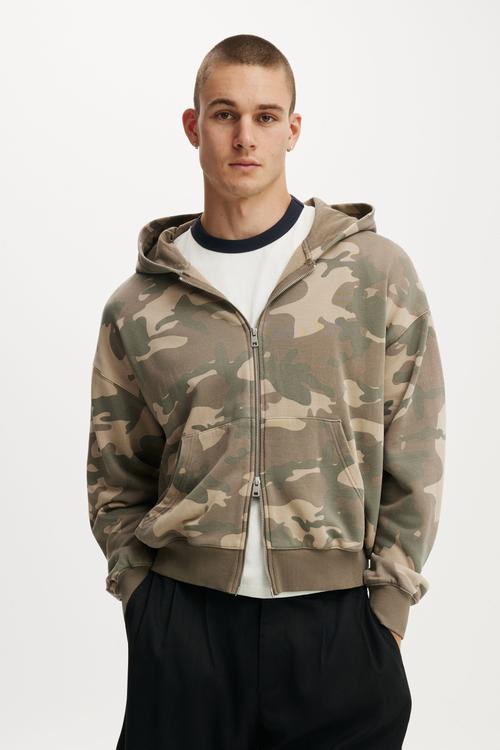Zip Up Hoodie - Jungle Camo Wash