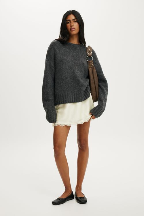 Luxe crew sweater - charcoal marle