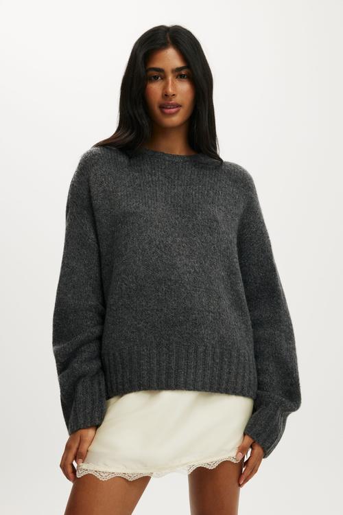 Luxe crew sweater - charcoal marle