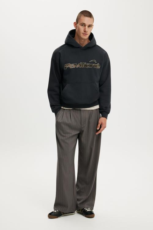 Box Fit Graphic Hoodie - Washed Black/Pavilione