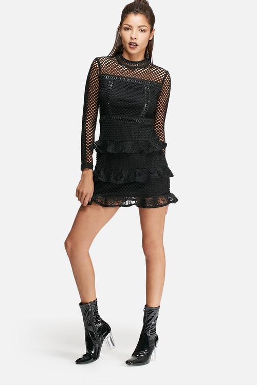 Mesh frill dress 