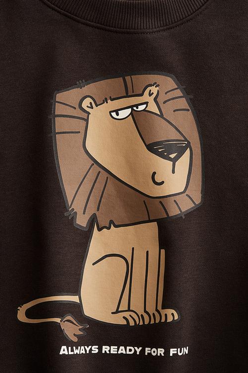 Sweatshirt - dark brown/lion