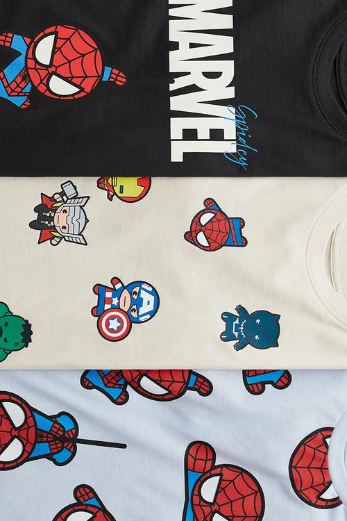 3-pack printed t-shirts - light blue/marvel