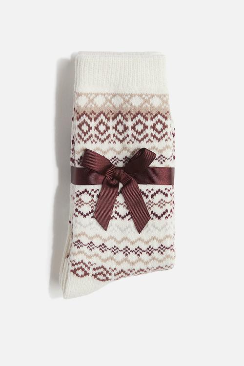 2-pack socks - cream/brown patterned