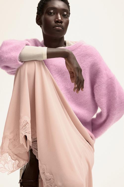 Oversized mohair-blend jumper - pink