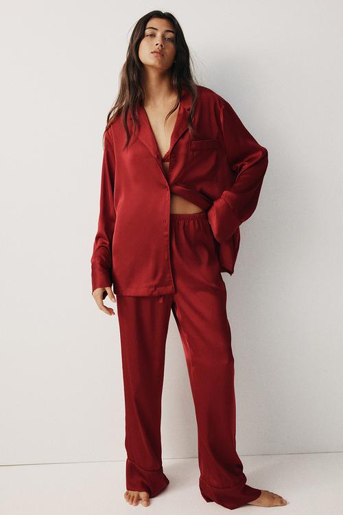 Satin pyjamas - dark red