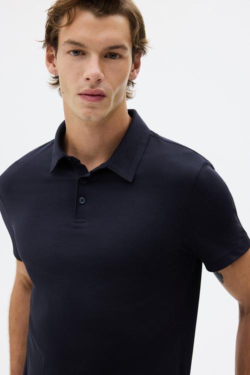 Coolmax® slim fit polo shirt - navy blue