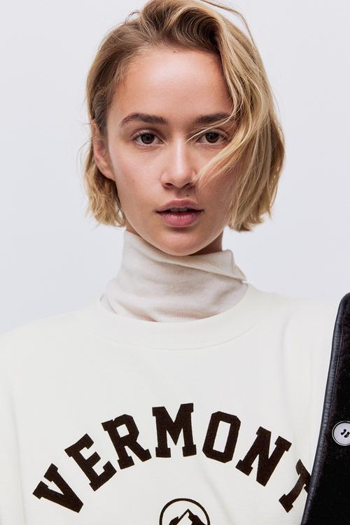 Text-motif sweatshirt - cream/vermont
