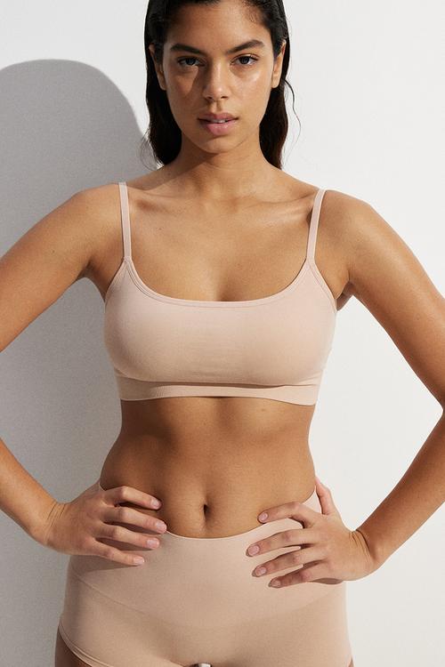 Seamless padded bralette - beige