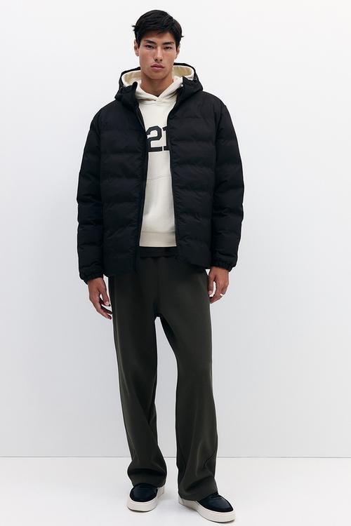 Regular fit water-repellent puffer jacket - black