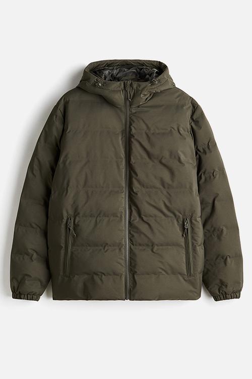 Regular fit water-repellent puffer jacket - khaki green