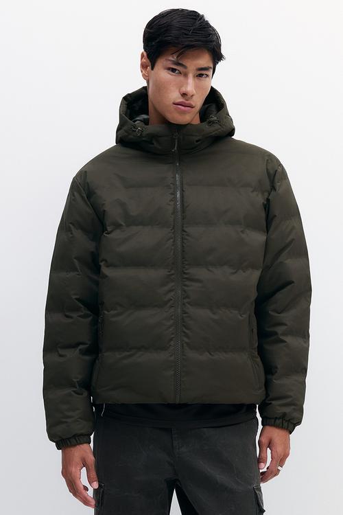 Regular fit water-repellent puffer jacket - khaki green