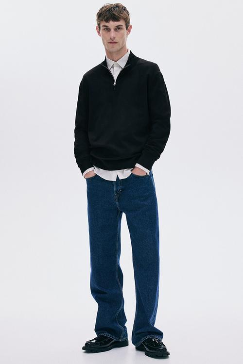 Regular fit zip-top jumper - black