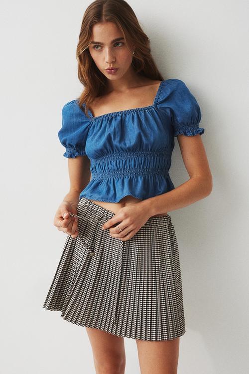 Smocked blouse - denim blue